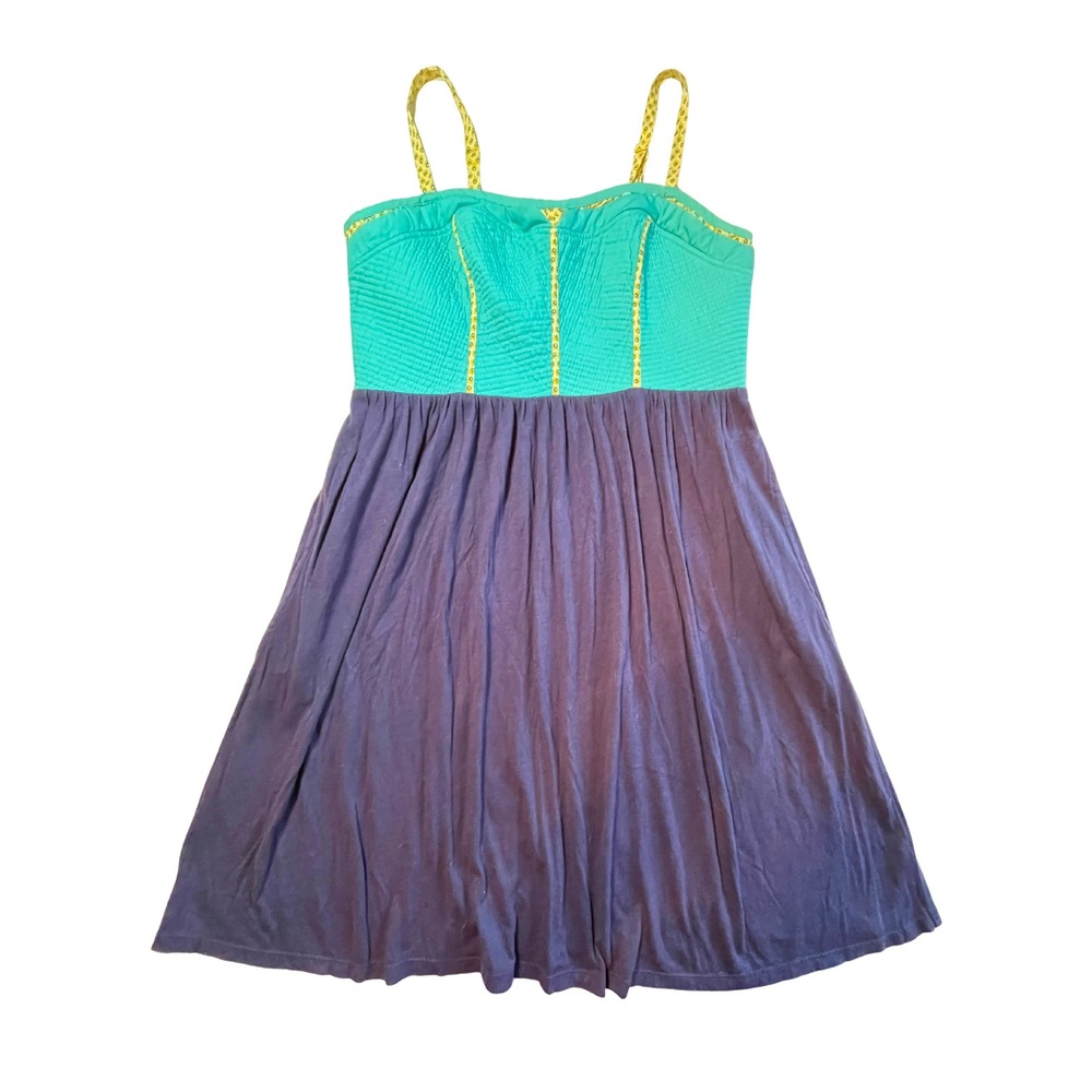 Vintage Y2K Anthropologie Sundress Size M Blue Cotton Boho Indie Sleaze Beachy
